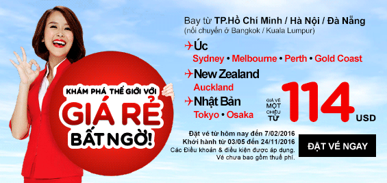 Thứ 2 săn vé Air Asia đi Kuala Lumpur, Johor Bahru, Bangkok 8 USD