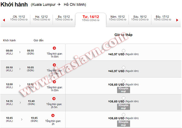 Vé máy bay TPHCM đi Kuala Lumpur tháng 12