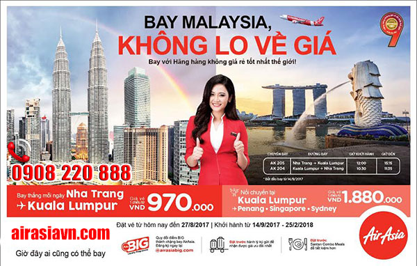Air Asia khuyến mãi 7 ngày giá sốc chỉ từ 36 USD
