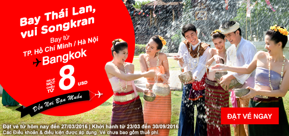 Chớp nhanh vé rẻ đi Bangkok tham gia lễ hội té nước SongKran 8 USD