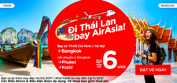 Cùng khuyến mãi Air Asia du lịch hè giá rẻ chỉ từ 6 USD