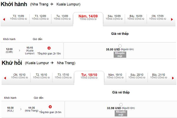 Vé máy bay Nha Trang đi Kuala Lumpur