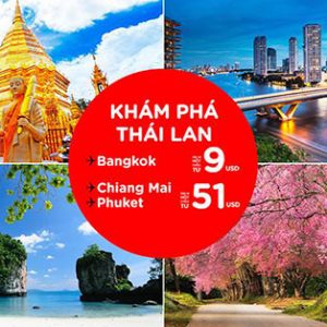 Air Asia khuyến mãi vé máy bay đi Thái Lan giá chỉ từ 9 USD
