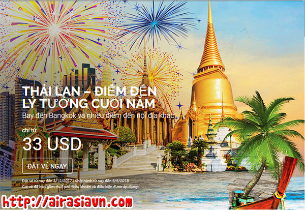 Air Asia khuyến mãi đi Thái Lan. Malaysia, Philippines chỉ từ 31 USD