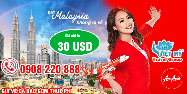 Vé máy bay đi Malaysia full thuế phí 30 USD
