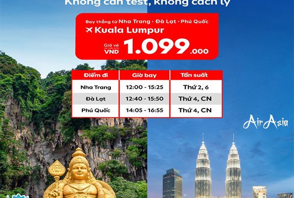AirAsia ưu đãi vé máy bay đi Malaysia chỉ từ 1099K