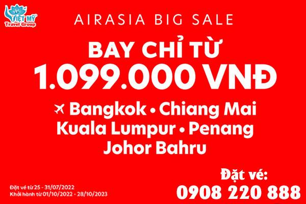 AirAsia khuyến mãi vé máy bay chỉ từ 1.099.000 VND