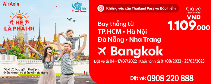AirAsia khuyến mãi vé máy bay đi Thái Lan chỉ từ 1109K