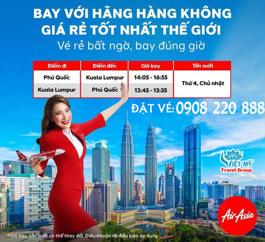 AirAsia mở lại đường bay thẳng Phú Quốc - Kuala Lumpur