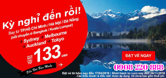 Air Asia khuyến mãi kỳ nghỉ đáng nhớ giá sốc chỉ 8 USD
