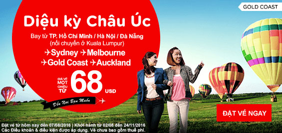 Nghỉ ngơi và tận hưởng cùng khuyến mãi Air Asia giá chỉ từ 8 USD