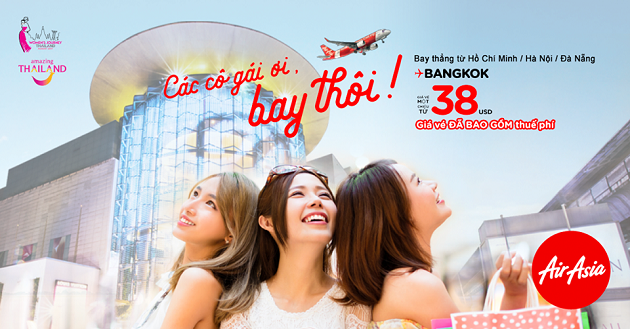 AirAsia khuyến mãi tổng giá vé đi Thái Lan 38 USD