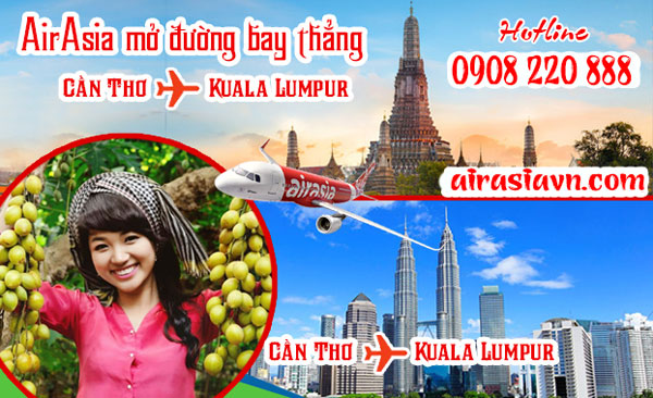 AirAsia mở đường bay thẳng Cần Thơ đi Bangkok và Kuala Lumpur