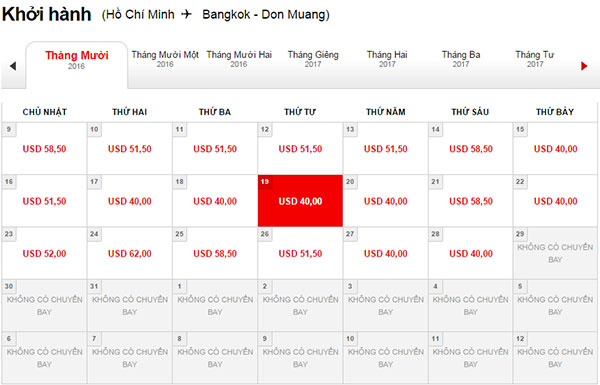 Giá vé máy bay đi Bangkok tháng 10