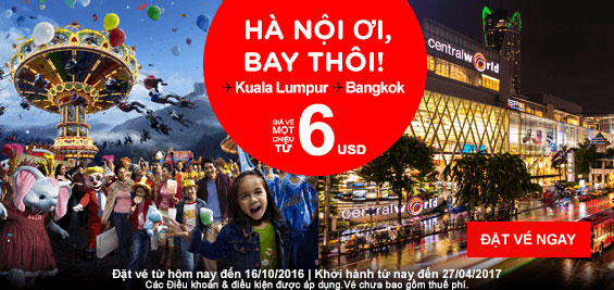 Cùng Air Asia du lịch Thái Lan Malaysia giá rẻ chỉ từ 6 USD