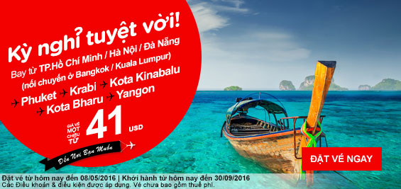 Cùng Air Asia hè vui vẫy gọi với giá chỉ từ 7 USD