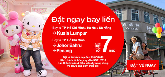 Khuyến mãi Air Asia vé máy bay đi Thái Lan giá chỉ 8 USD