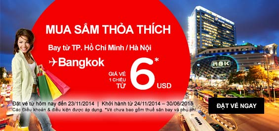 Vé máy bay đi Bangkok giá rẻ bất ngờ 6 USD