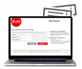 Laptop web Check-in AIr ASia
