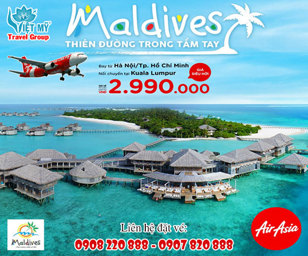 Air Asia khuyến mãi vé đi Maldives chỉ từ 2.990.000VND