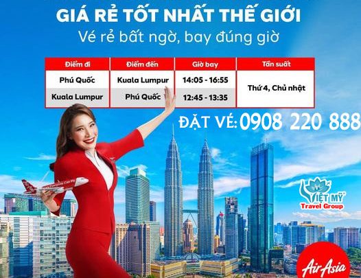 AirAsia mở lại đường bay thẳng Phú Quốc – Kuala Lumpur