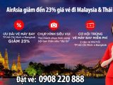 AirAsia giảm đến 23% giá vé đi Malaysia & Thái Lan