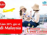 AirAsia giảm 20% giá vé máy bay đi Malaysia