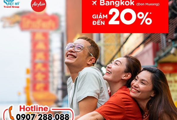 Air Asia giảm 20% giá vé máy bay đi Bangkok